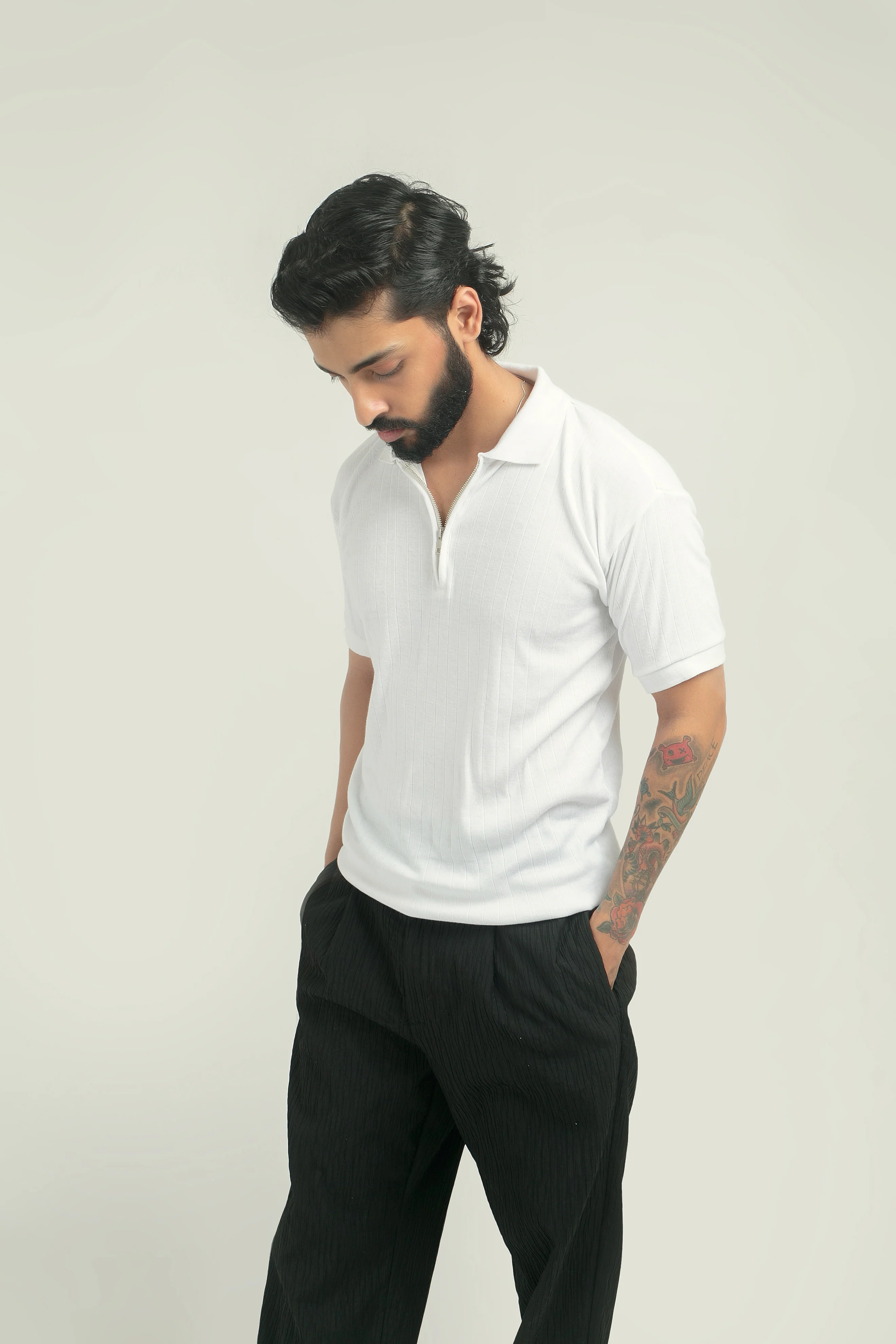 DROP NEEDLE ZIP POLO | WHITE - Image 5