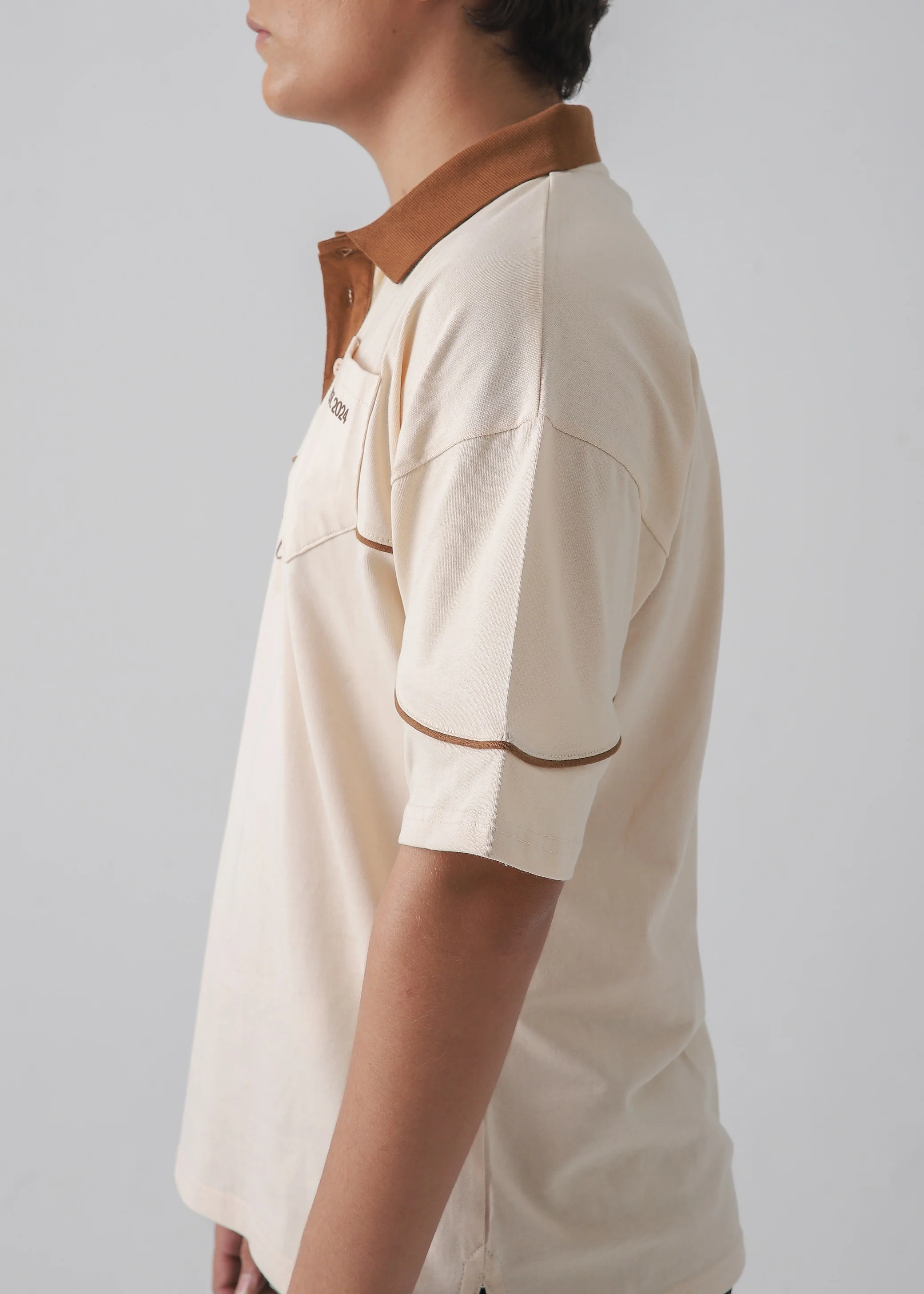 DROP SHOULDER POLO | BEIGE - Image 4