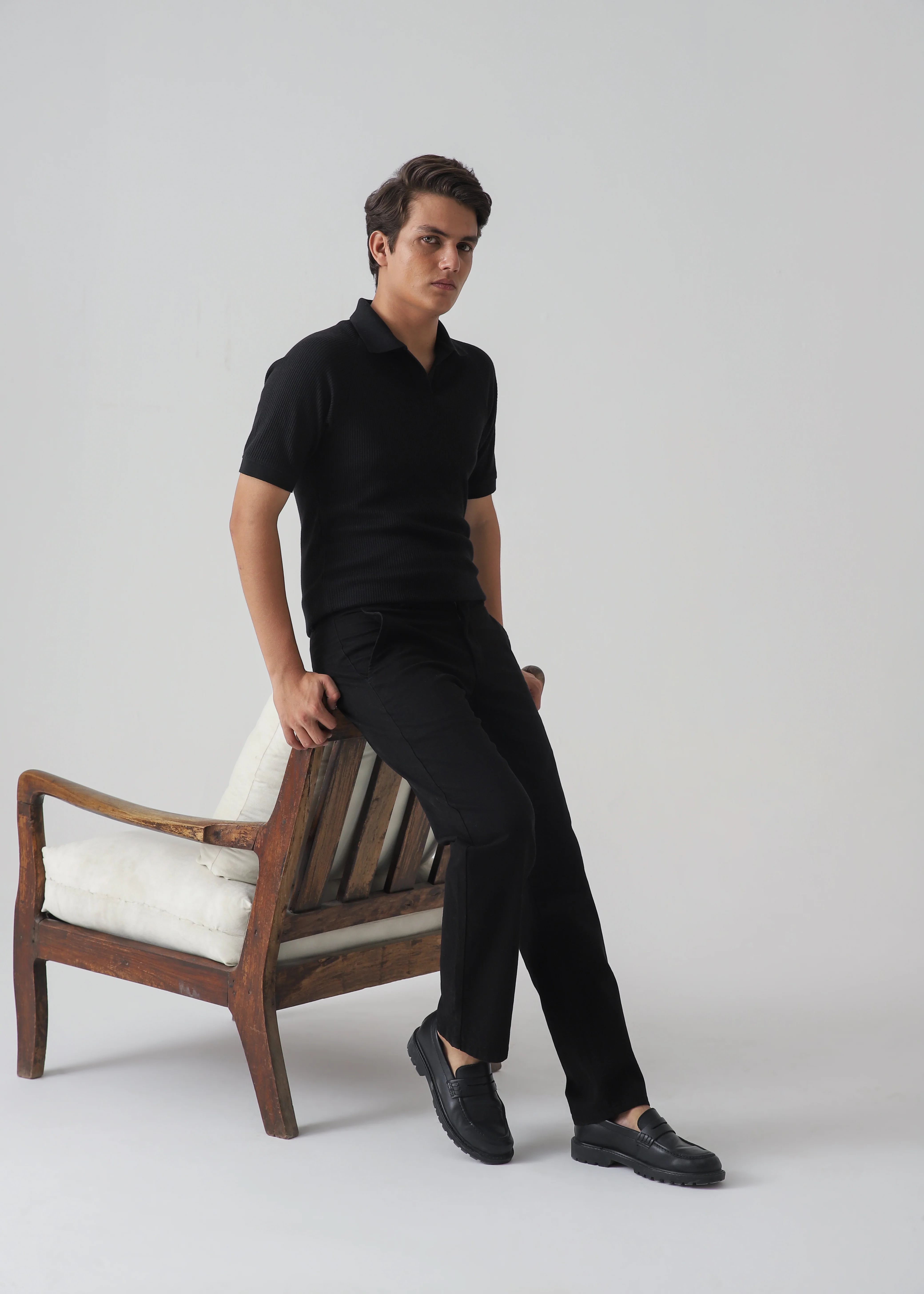 TEXTURED POLO | BLACK - Image 5