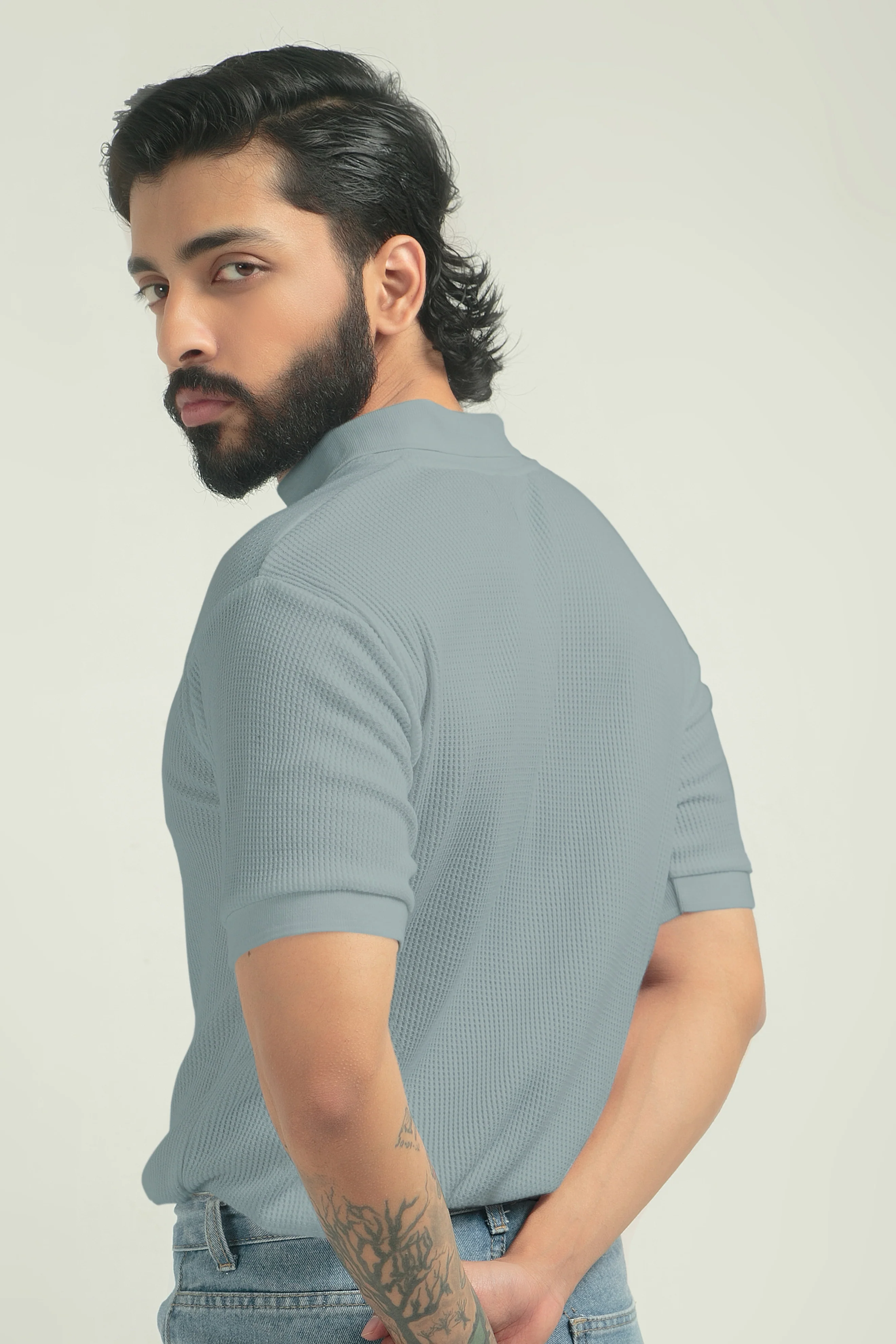 TEXTURED POLO | BLUE - Image 2
