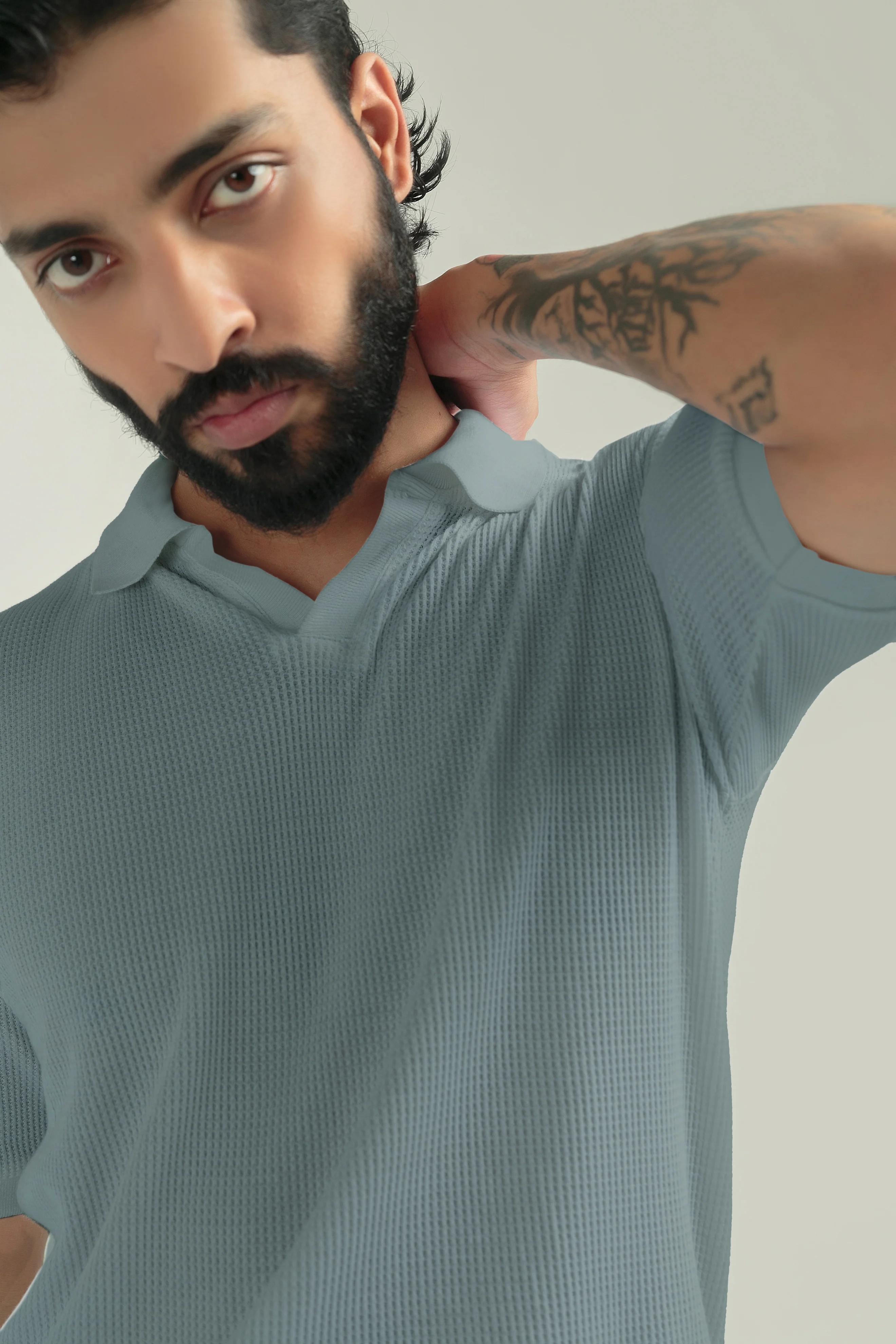 TEXTURED POLO | BLUE - Image 3