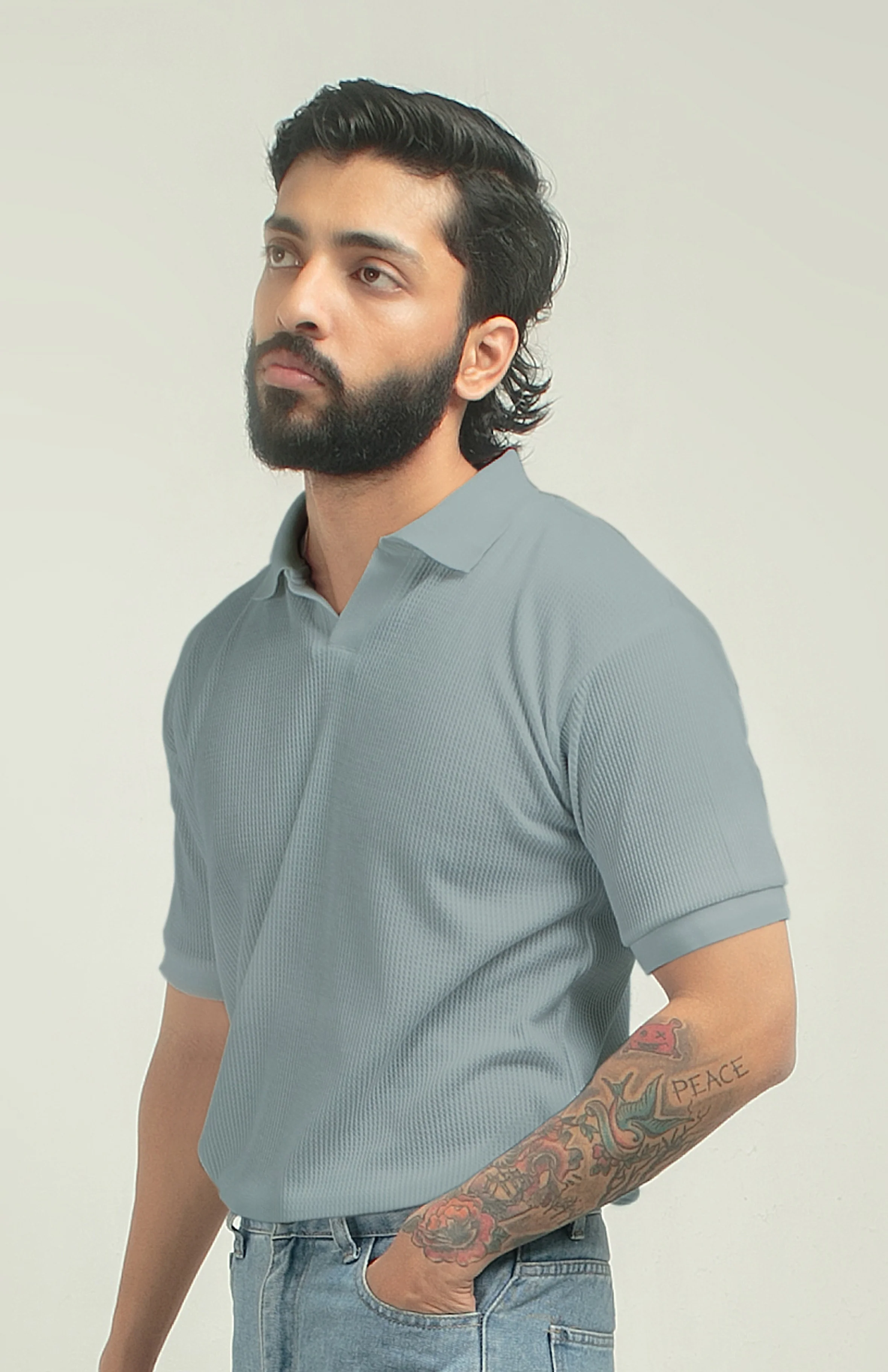TEXTURED POLO | BLUE - Image 5