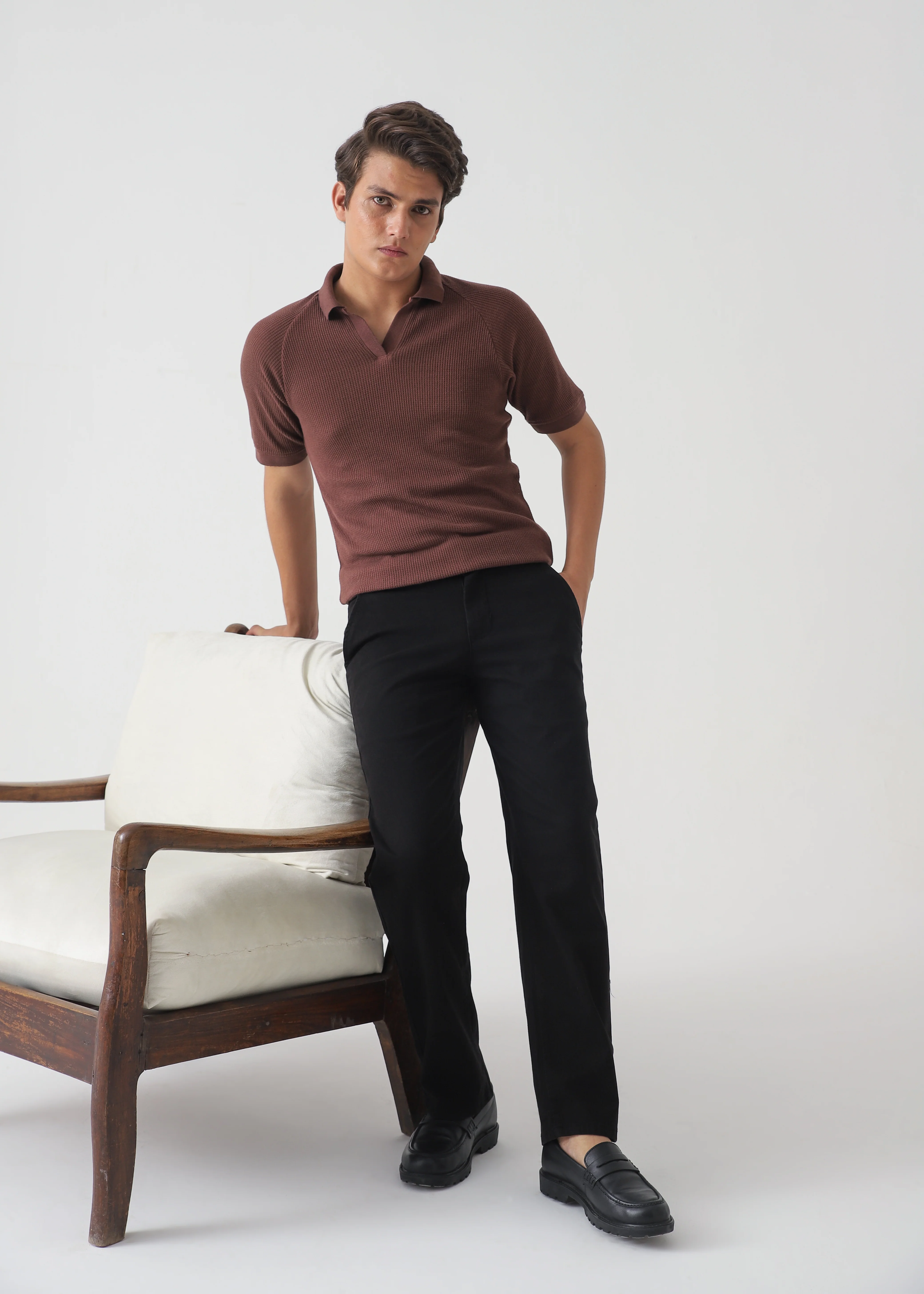 TEXTURED POLO | BROWN - Image 6