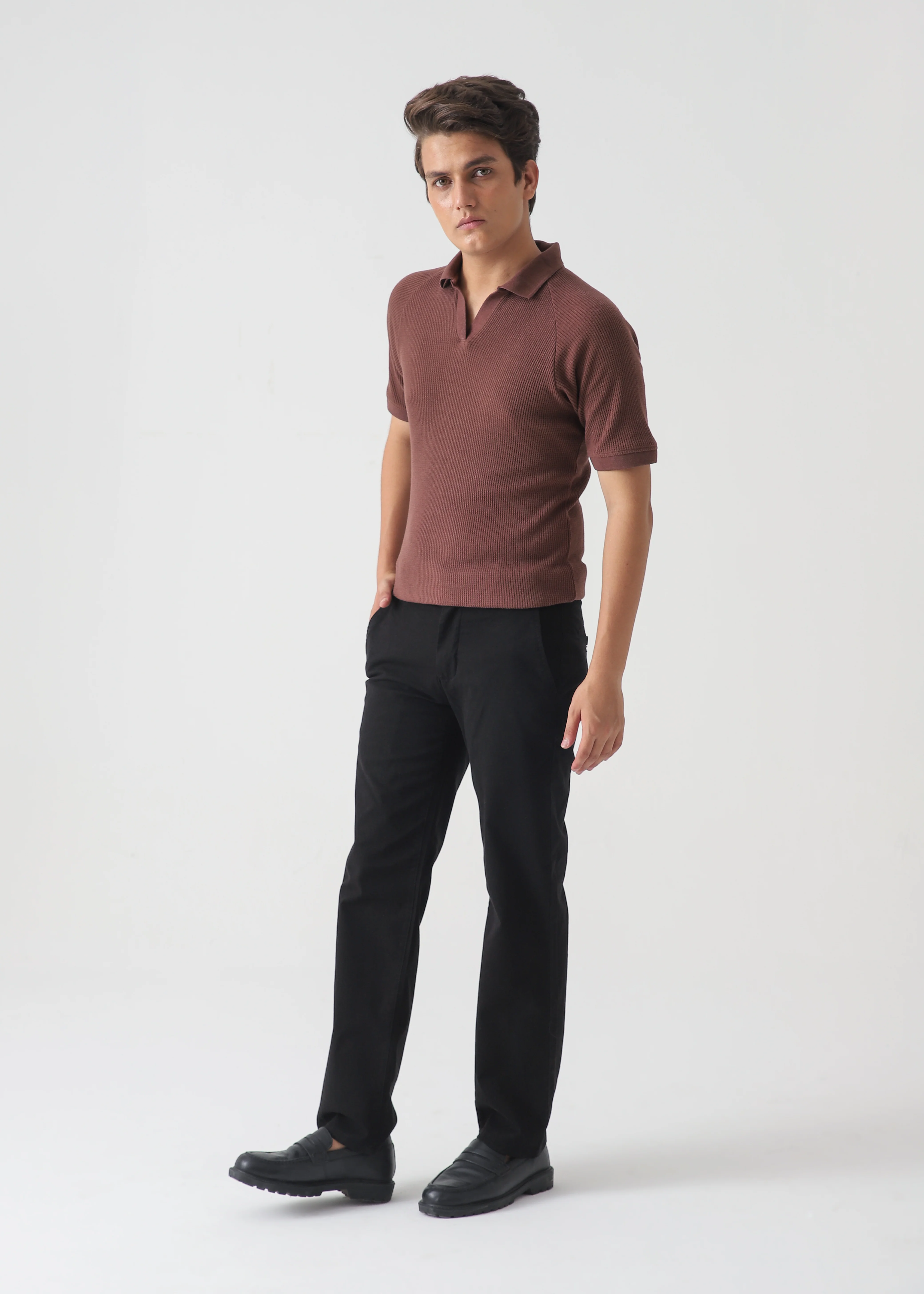 TEXTURED POLO | BROWN - Image 7