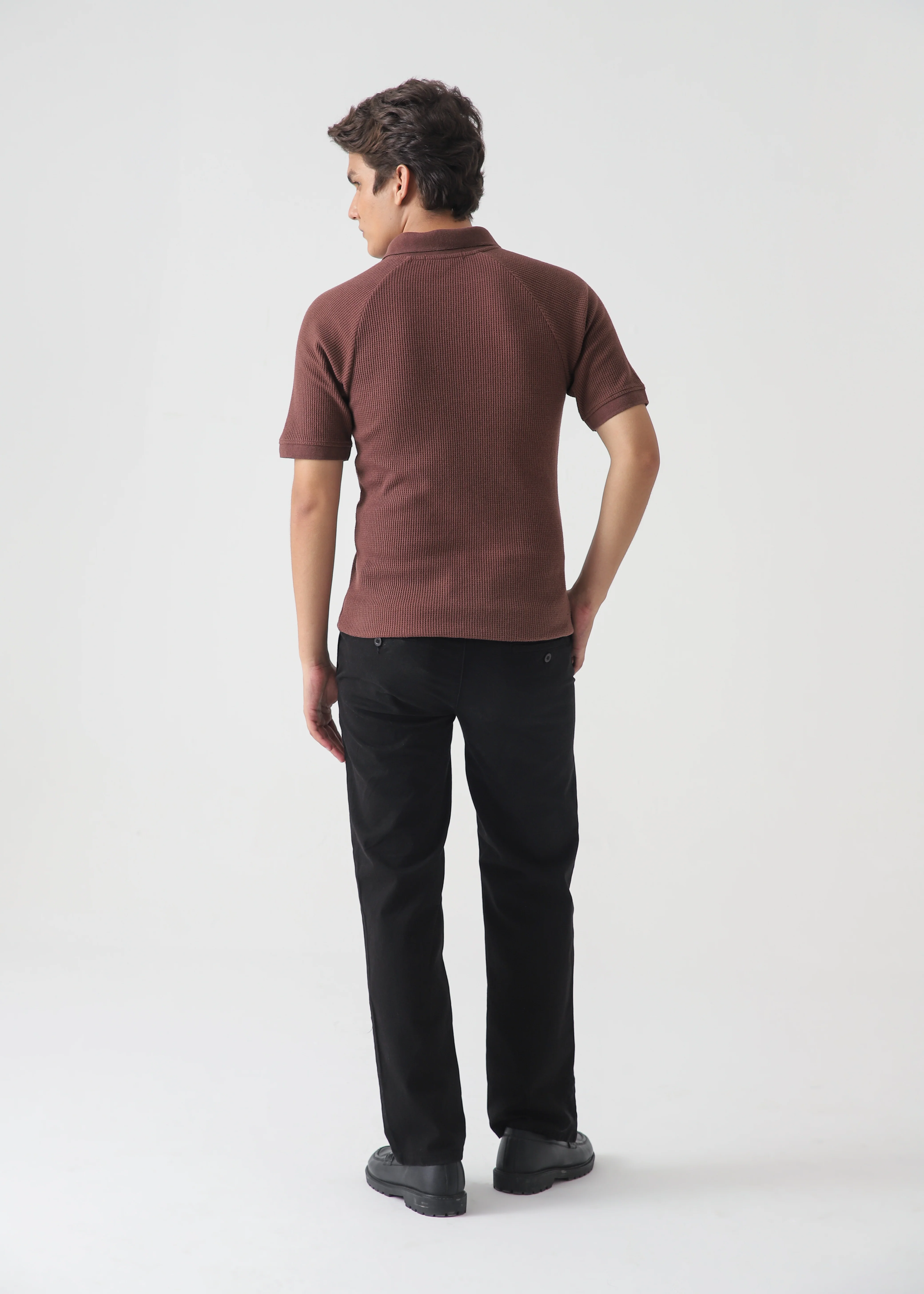 TEXTURED POLO | BROWN - Image 8