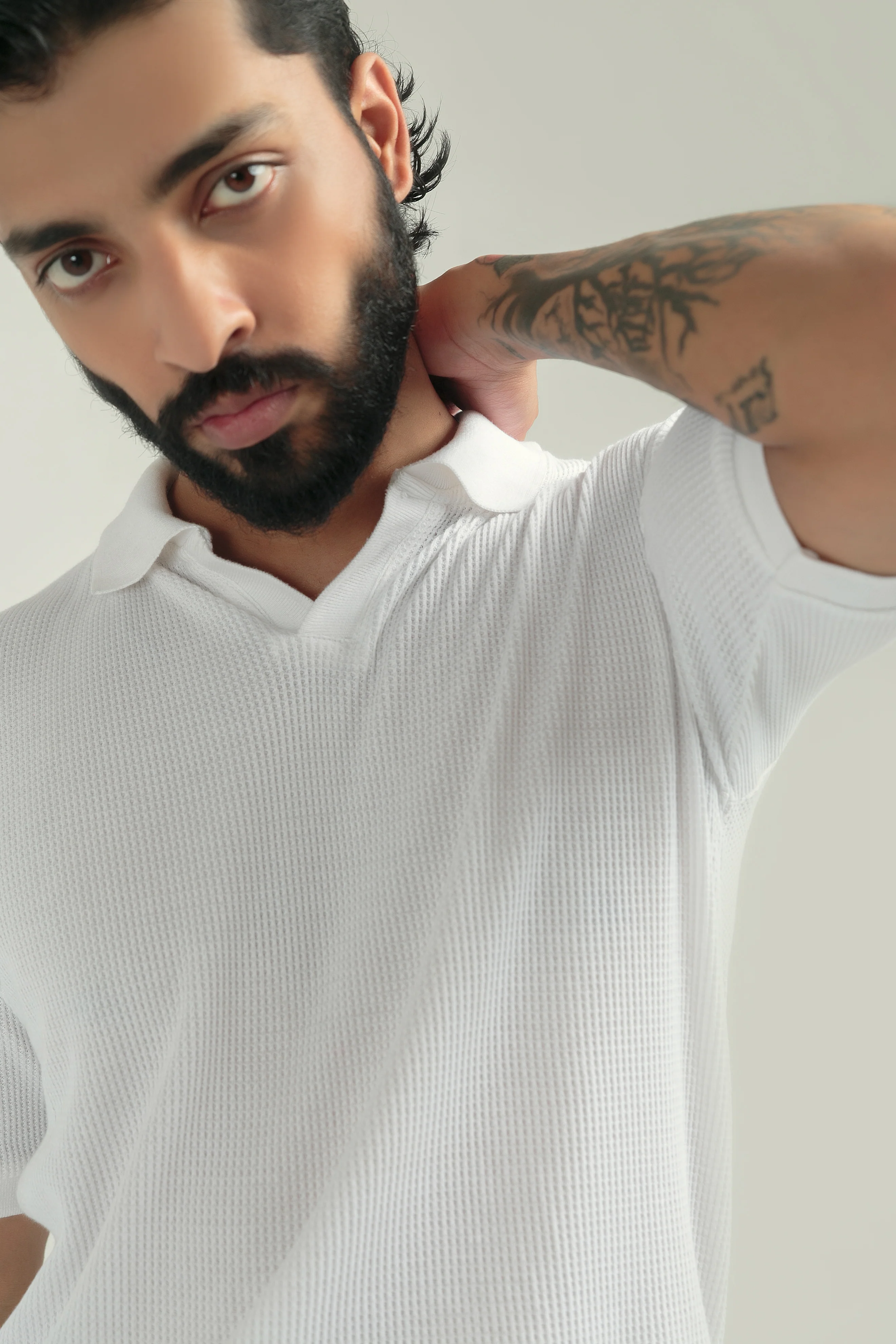 TEXTURED POLO | WHITE - Image 3